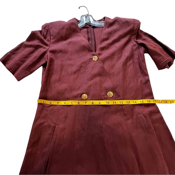 Sonia Rykiel Linen Blend 90’s dress V Neck Large Buttons Paris France 40 US 10 - Picture 8 of 13